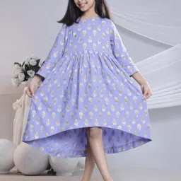 Misbis Girls Lavender Comfort Fit Printed Dress-image-21