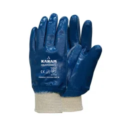 Karam Safety Hand Gloves Nittrile Coating Blue Cotton Jerse Liner Size L, HS 201(KW)-picture-18