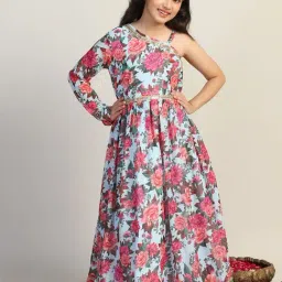 Fashion Dream Kids Lightblue Floral Fit & Flare Dress-image-63