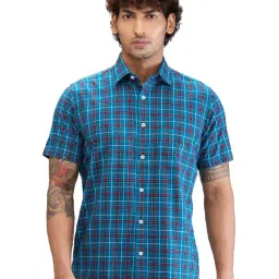 Colorplus Blue Tailored Fit Checks Shirt-image-33