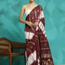 Jaipur Kurti Wine Cotton Woven Saree With Unstitched Blouse-image-93