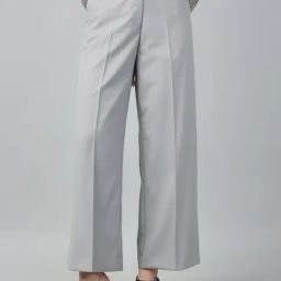 Hancock Basil Green Blended Solid Mid Rise Trousers-picture-37