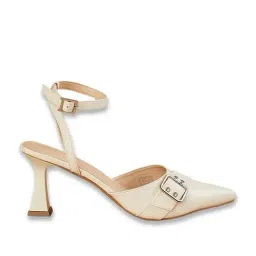 Ginger by Lifestyle Women's Cream Ankle Strap Sandals image 2
