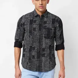 Spykar Black Cotton Slim Fit Printed Shirt-picture-12