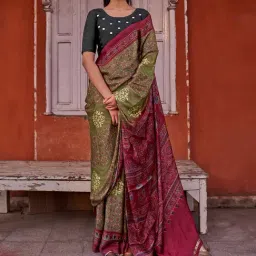 Saree Mall Green Printed Sarees With Unstitched Blouse-picture-21