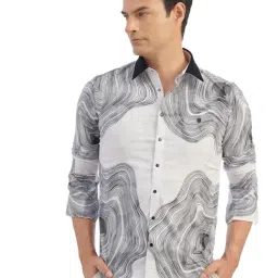 JB Studio White Polyester Slim Fit Abstract Shirt-picture-21