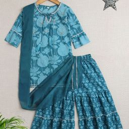 The Magic Wand Girls Floral Regular Pure Cotton Kurta with Sharara & With Dupatta-picture-41