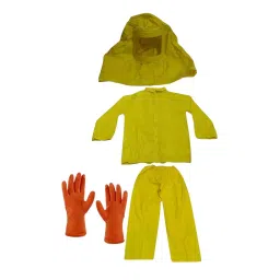 Safety India Chemical Protection Suit Yellow PVC with Shirt, Pant & Hood Standard Size-picture-45