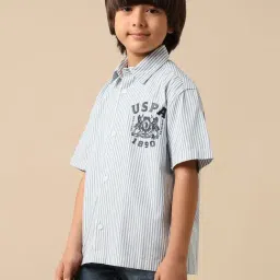 U.S. Polo Assn. Boys Blue Cotton Striped Shirt-picture-10