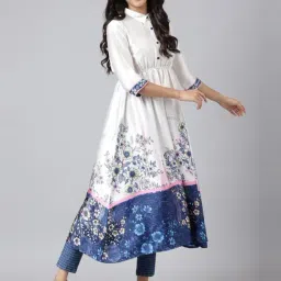 Aurelia White Floral Print A Line Kurta image 5
