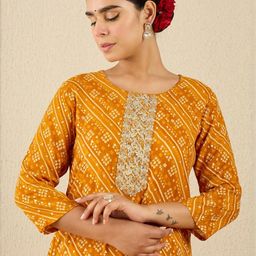 Indo Era Women Bandhani Embroidered Sequinned Kurta-picture-5