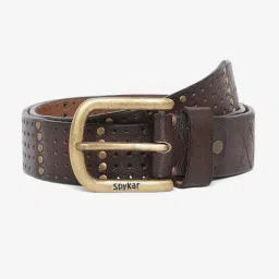 Spykar Brown Perforated Leather Casual Belt For Men image 3