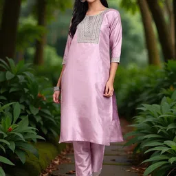 JDS LIFESTYLE Women Ethnic Motifs Embroidered Regular Thread Work Kurta with Trousers-picture-32