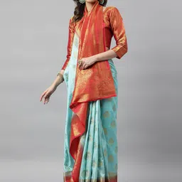 KAVINDI Woven Design Zari Pure Silk Banarasi Saree-picture-17