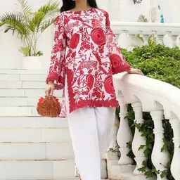 QISSA Women Floral Printed Kurti with Trousers-picture-30