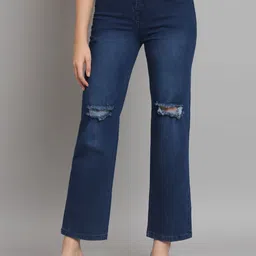 DehlizeTrendz Women Boyfriend Fit Mildly Distressed Light Fade Jeans image 1