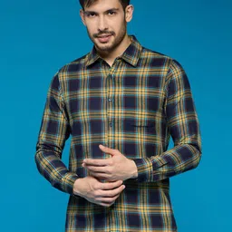 NEON CHILLIE Men Tartan Checked Spread Collar Cotton Casual Shirt-picture-15
