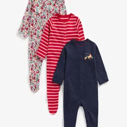 mothercare Girls Pack of 3 Printed Sleepsuit image 1