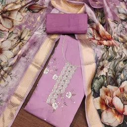 KALINI Embellished Pure Silk Unstitched Dress Material-picture-20