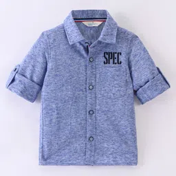 INFINITY Cotton Full Sleeves Spec Text Printed Shirt - Blue-picture-16