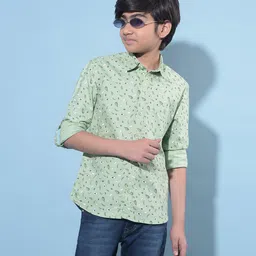 CRIMSOUNE CLUB Full Sleeves Avocado Printed Shirt - Green-picture-15