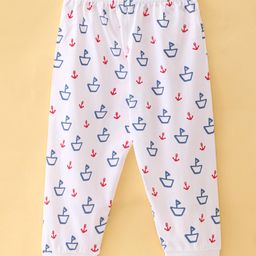 Ollypop Sinker Knit Full Length Lounge Pant Boat Print - White-picture-46