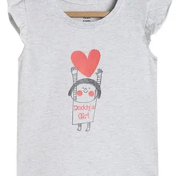 MINI KLUB Cotton Frill Sleeves Daddys Girl Text Printed Top - Grey-picture-18