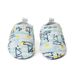 Mi Arcus Sea Life Theme Sea Waves & Ships Printed Swim Booties - White image 3