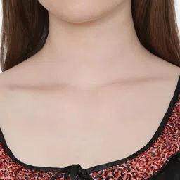 PHALIN Women Multicoloured Satin Printed Nightdress image 2