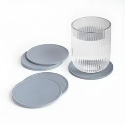 IRIDA NATURALS Blue 6 Pieces Husk & Bamboo Fibre Round Coasters-image-34