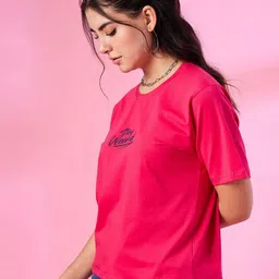 CUPID Women Printed Drop-Shoulder Sleeves T-shirt image 4