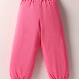 Olio Kids Looper Knit Full Sleeves Winter Wear Sweatshirt & Jogger Set with Souls Text Print - Pink image 5