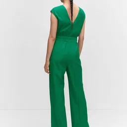 MANGO V-Neck Basic Jumpsuit With Belt image 2