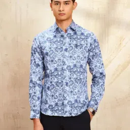 U.S. Polo Assn. Blue Cotton Regular Fit Floral Print Shirt-picture-34