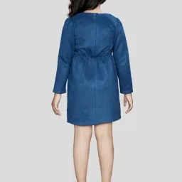 Peppermint Girls Teal Solid Full Sleeves Dress image 2