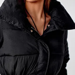 Cover Story Black Regular Fit Puffer Jacket image 5