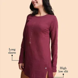 Enamor Red Cotton Graphic Print Sleep Tee image 5