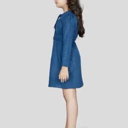 Peppermint Girls Teal Solid Full Sleeves Dress image 4