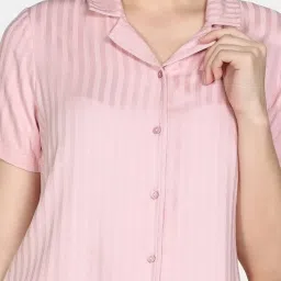 Zivame Coral Regular Fit Striped Night Suit image 5