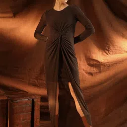 Kazo Brown Plain Maxi Dress image 5