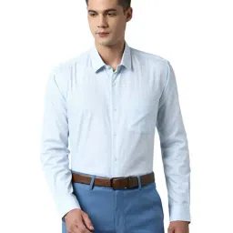 Peter England Blue Regular Fit Check Shirt-image-40