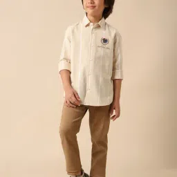 U.S. Polo Assn. Boys Beige Cotton Striped Shirt image 4