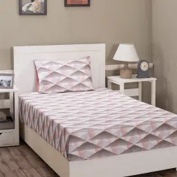 Maspar Pink 210 TC Cotton Single Bed Sheet with 1 Pillow Cover-image-45