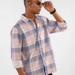 Eszett Tartan Checked Printed Spread Collar Short Sleeves Regular Fit Casual Shirt image 3