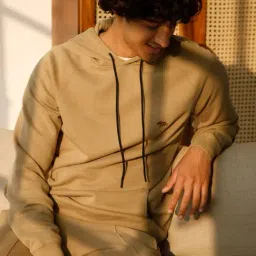 ANDAMEN Beige  Regular Fit Hooded Sweatshirt-image-5