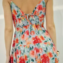 VIRGIO Multi Cotton Floral Sleeveless Dress image 5