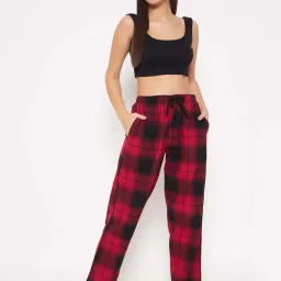 Clovia Red & Black Chequered Pyjamas image 5