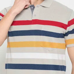 Duke Grey Regular Fit Striped Polo T-Shirt image 5