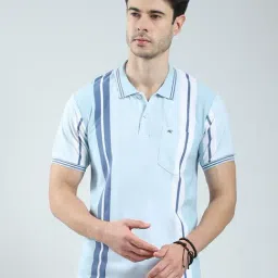 Monte Carlo Blue Regular Fit Striped Polo T-Shirt-picture-34