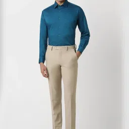 Van Heusen Blue Cotton Regular Fit Texture Shirt image 5